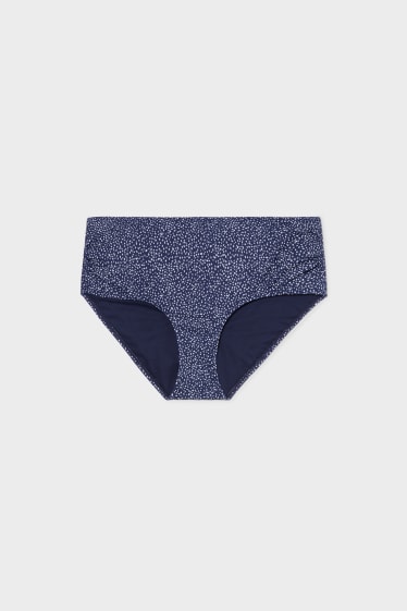 Women - Bikini Bottoms - hipsters - mid-rise - polka dot - dark blue