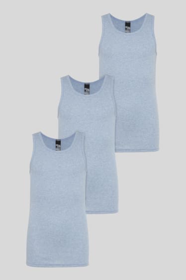Niños - Pack de 3 - camisetas interiores - azul jaspeado