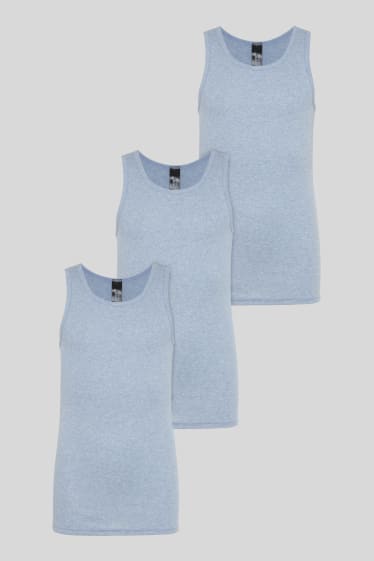 Kinderen: jongens - Set van 3 - singlet - blauw-mix