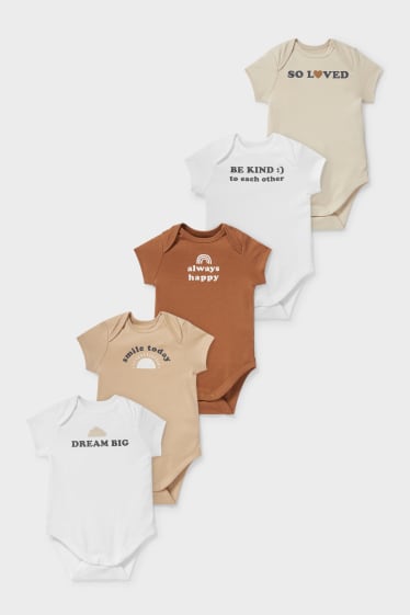 Bebés - Pack de 5 - bodies para bebé - marrón / blanco roto