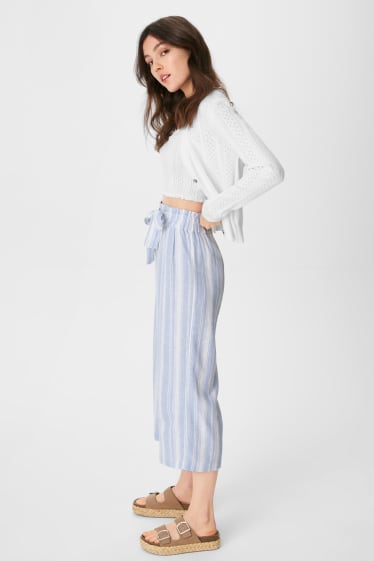 Women - CLOCKHOUSE - culottes - linen blend - striped - light blue