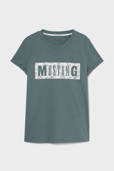 Kobiety - MUSTANG - T-shirt - ciemnozielony
