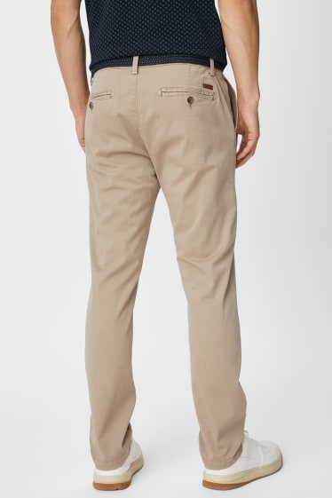 Men - Chinos With Belt - Regular Fit - taupe
