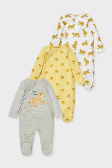 Baby's - Set van 3 - babypyjama - donkergroen / crème wit