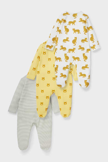 Baby's - Set van 3 - babypyjama - donkergroen / crème wit