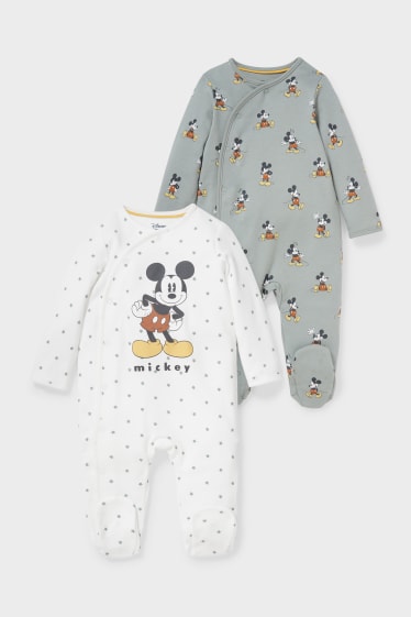 Baby's - Set van 2 - Mickey Mouse - babypyjama - wit / groen