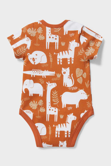 Bebeluși - Baby bodysuit - maro / alb-crem