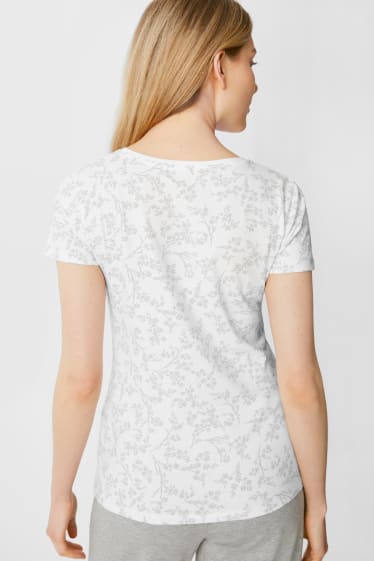 Women - Multipack of 2 - basic T-shirt - floral - white / gray