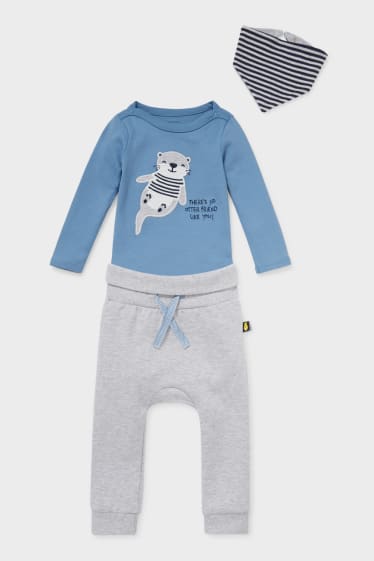 Babys - Baby-Outfit - 3 teilig - dunkelblau / grau
