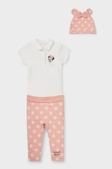 Baby's - Minnie Mouse - baby-outfit - 3-delig - crèmekleurig