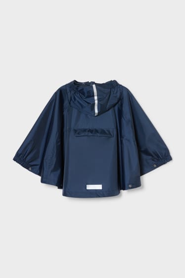 Children - Rain poncho with hood - foldable - dark blue