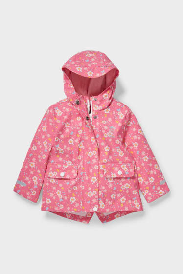 Baby: meisjes - Babyregenjas met capuchon - fuchsiarood