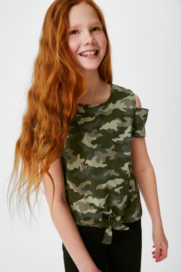 Bambini - T-shirt con effetto nodo - militare