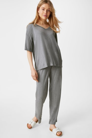 Damen - Pyjama - grau