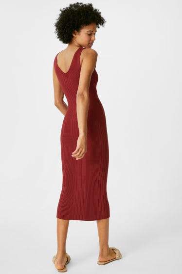 Dames - Nauwsluitende jurk - rood / bruin