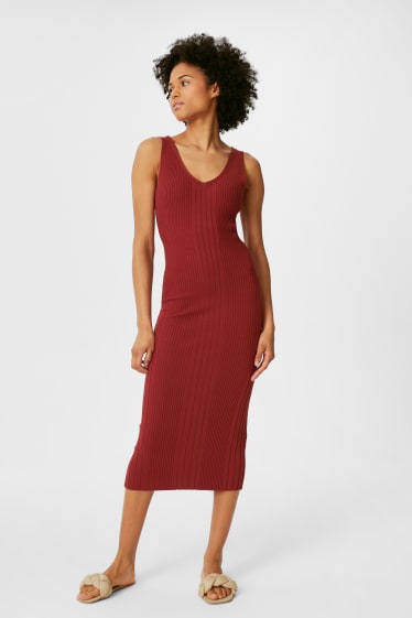 Dames - Nauwsluitende jurk - rood / bruin