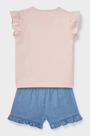 Kinderen - Set - T-shirt en korte spijkerbroek - roze