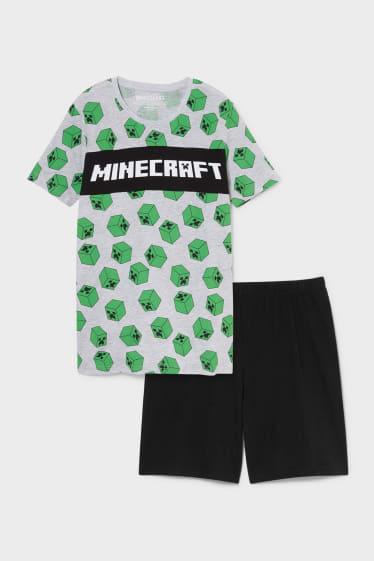 Bambini - Minecraft - pigiama corto - 2 pezzi - grigio / nero