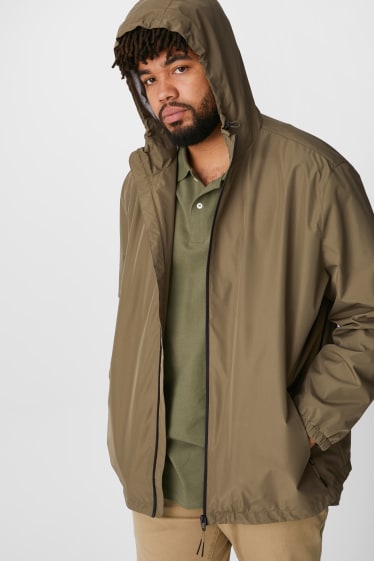 Men - Windcheater Jacket With Hood - foldable - dark green