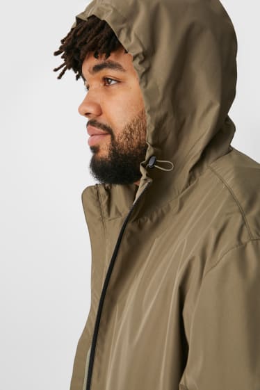 Men - Windcheater Jacket With Hood - foldable - dark green