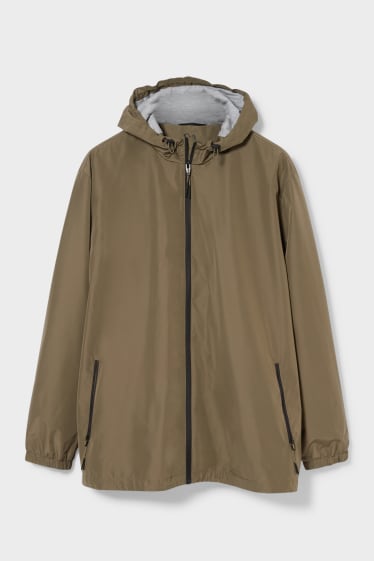 Men - Windcheater Jacket With Hood - foldable - dark green