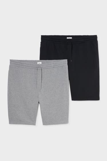 Hommes - Lot de 2 - shorts en molleton - noir / gris