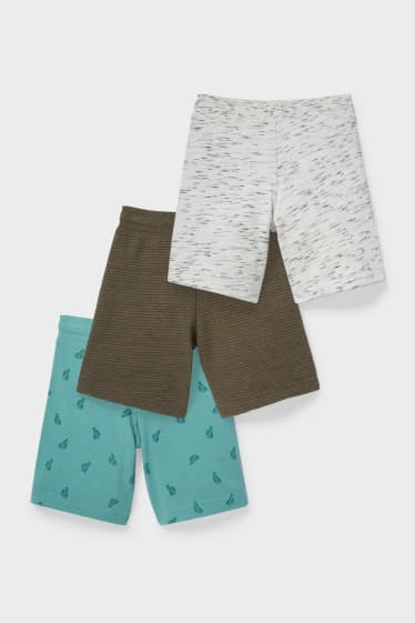 Kinderen - Set van 3 - sweatshort - donkergroen