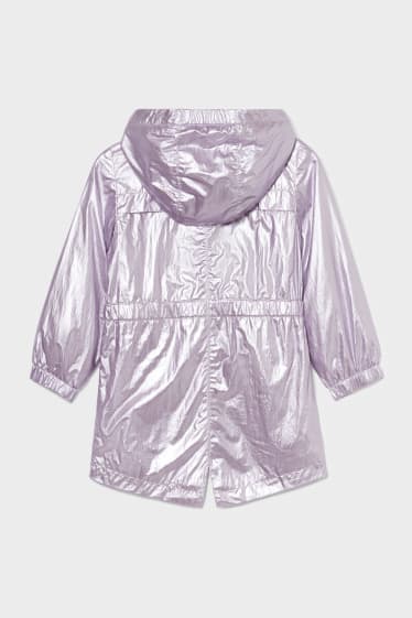 Copii - Jachetă cu glugă - aspect lucios - violet deschis