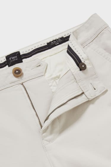 Pánské - Kalhoty Chino - Slim Fit - Flex - krémové barvy