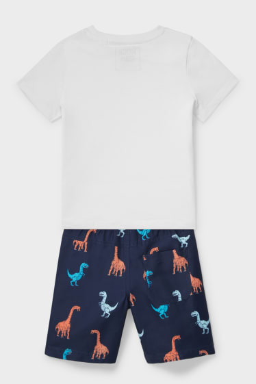 Kinder - Dino - Set - Kurzarmshirt und Shorts - 2 teilig - weiß