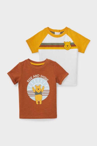 Bebés - Pack de 2 - Winnie the Pooh - camisetas de manga corta para bebé - marrón jaspeado