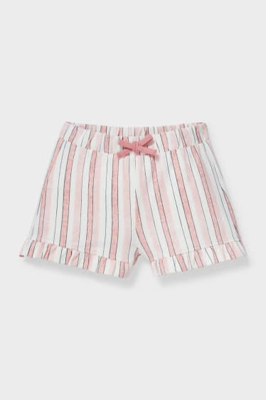 Babys - Baby-Shorts - gestreift - rosa / beige