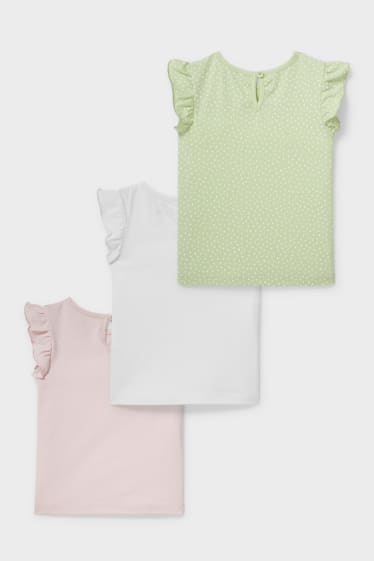 Niemowlęta - Wielopak, 3 szt. - niemowlęca koszulka z krótkim rękawem - biały / jasnoróżowy