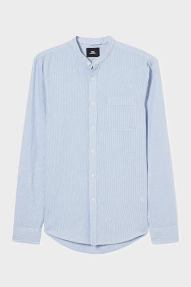 Mężczyźni - CLOCKHOUSE - koszula - Regular Fit - stójka - w paski - biały / jasnoniebieski