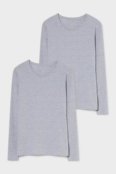 Women - Multipack of 2 - basic long sleeve T-shirt - light gray-melange