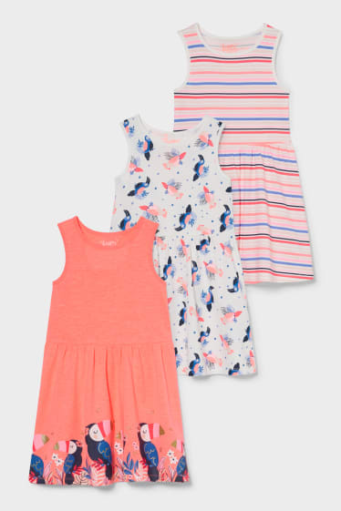Kinder - Multipack 3er - Kleid - neon pink