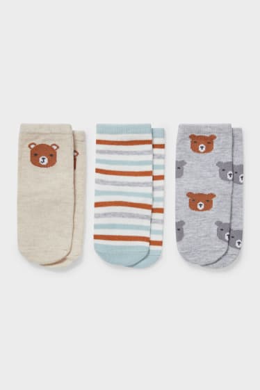 Babies - Multipack of 3 - baby socks - gray / brown