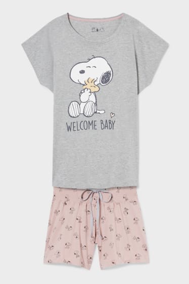 Women - Nursing Pyjamas  - Peanuts - gray