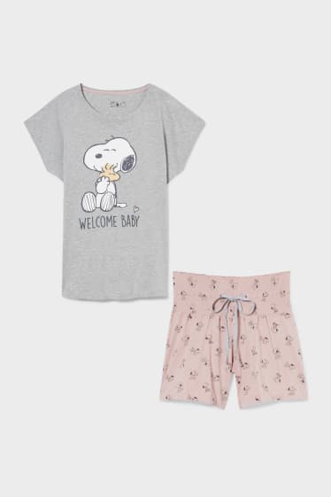 Women - Nursing Pyjamas  - Peanuts - gray