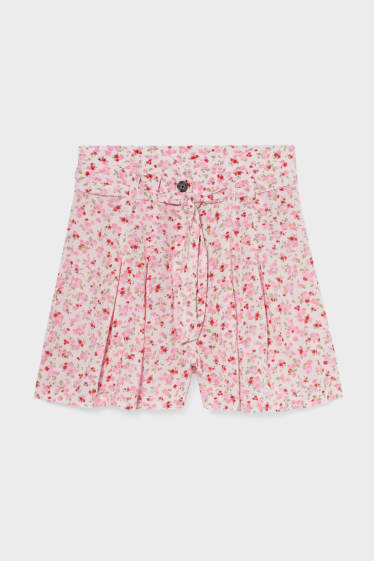 Damen - CLOCKHOUSE - Shorts - geblümt - rosa / rot