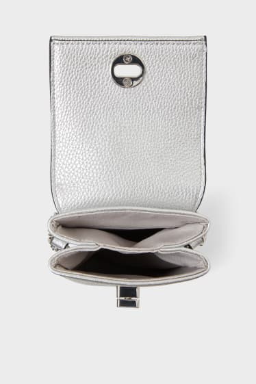 Dames - Smartphonetasje - imitatieleer - glanzend - zilver