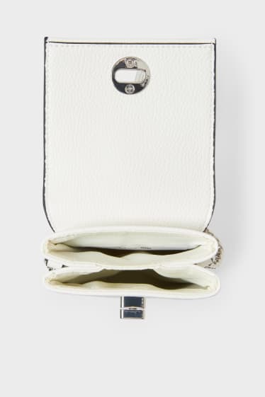 Women - Phone Bag - faux leather - shiny - white