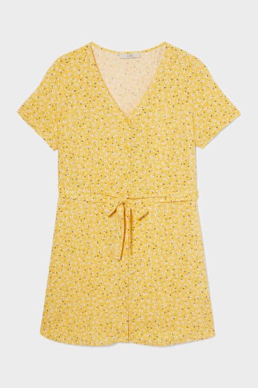 Dames - CLOCKHOUSE - jurk - gebloemd - geel