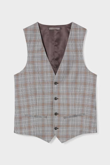 Hommes - Gilet de costume - slim fit - à carreaux - gris