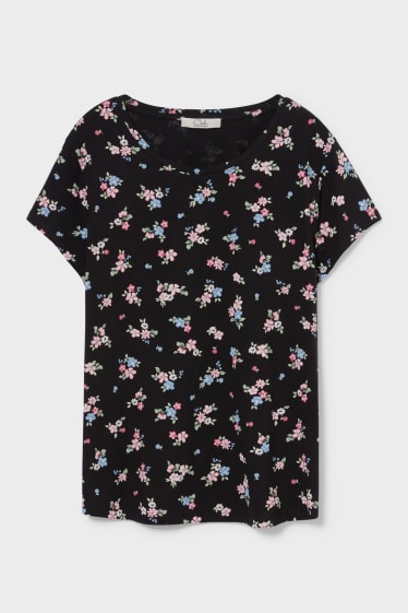Teens & young adults - CLOCKHOUSE - T-shirt - floral - black