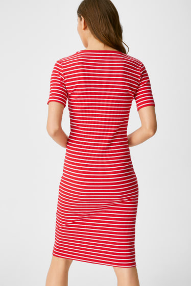 Damen - Basic-Kleid - gestreift - weiß / rot