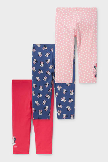 Enfants - Lot de 3 - Minnie Mouse - leggings capri - rose / bleu foncé