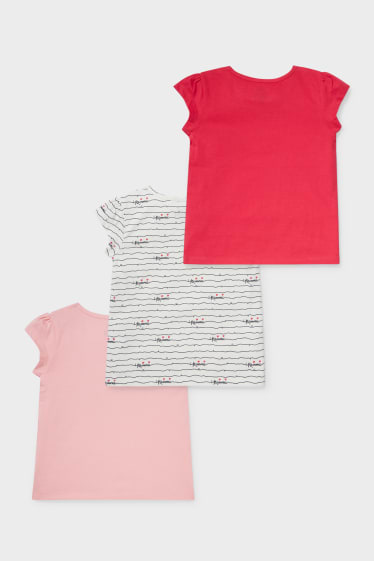 Kinder - Multipack 3er - Minnie Maus - Kurzarmshirt - Bio-Baumwolle - rosa