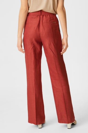 Femmes - Pantalon en lin - rouge foncé