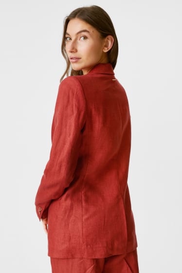 Donna - Blazer in lino - rosso scuro